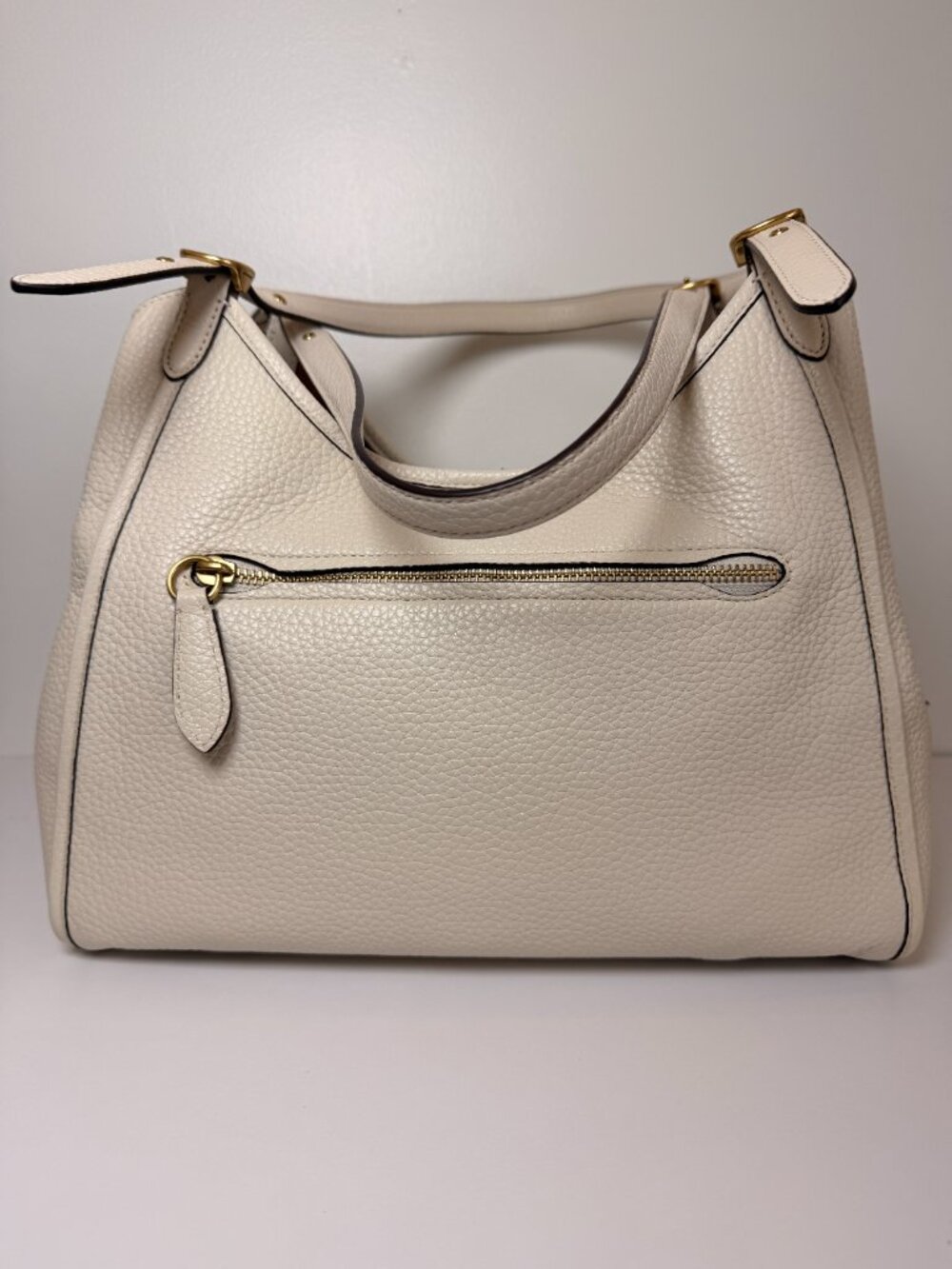 Coach Lori Shoulder Bag Cream Pebble Leather Gold Hardware Satchel Hobo Purse - Picture 2 of 10